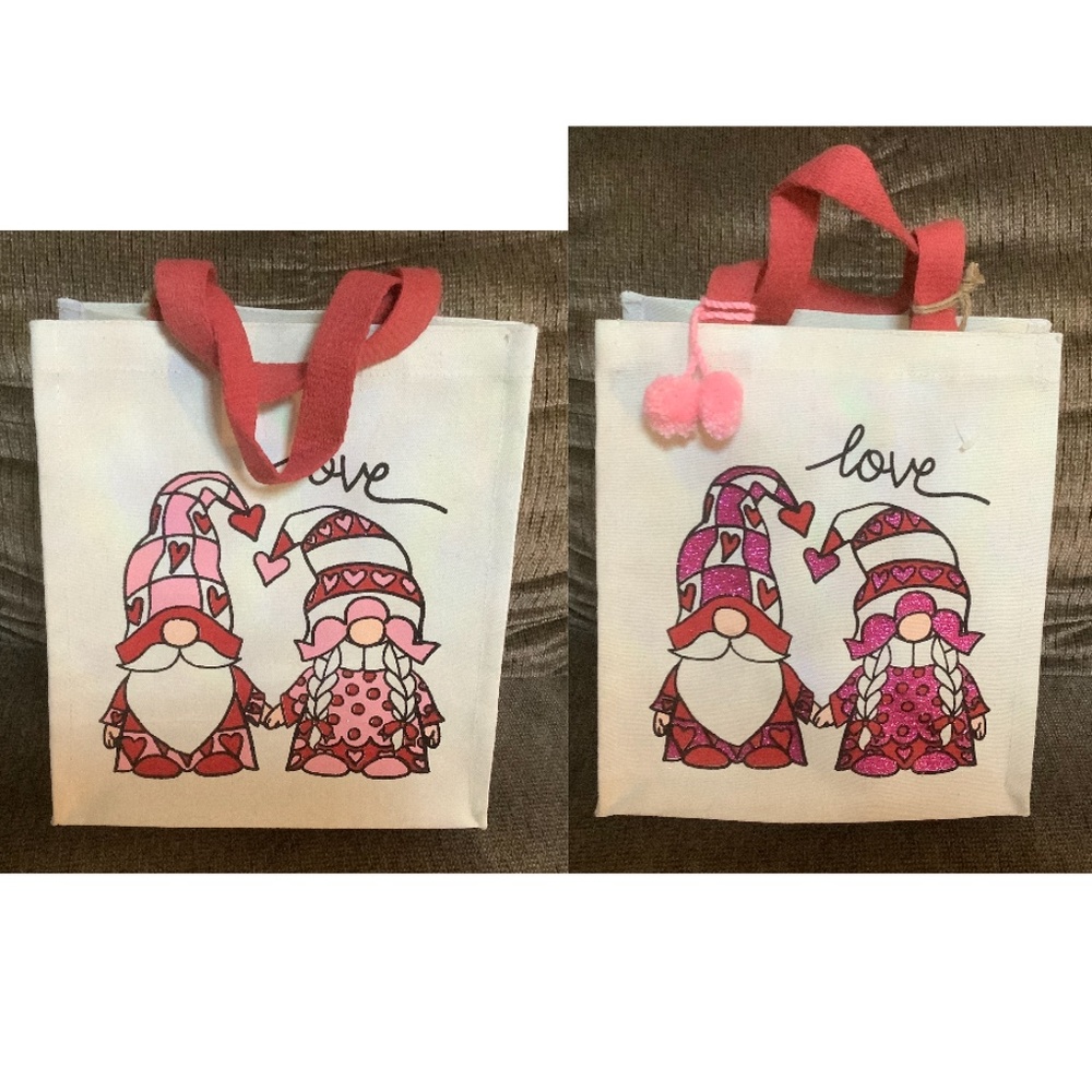 NWT’s two identical Canvas Gnome tote bags with straps and Pom poms